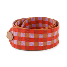 将图像加载到图库查看器中，HERMES Bandouliere maxi quadrille Capucines/Parme/Rouge duchesse/Gold Canvas Swift Leather Size 2&quot;/41.3&quot;
