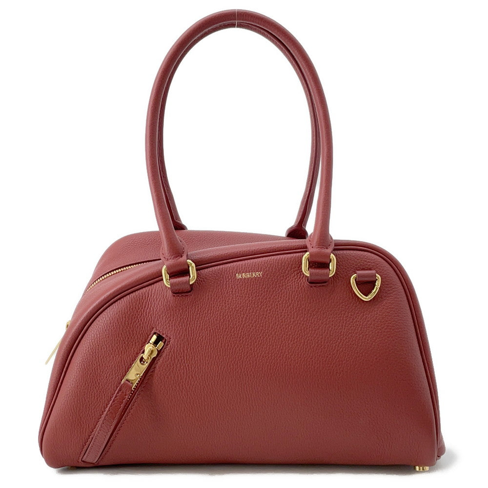 BURBERRY Shield Twin Bowling Bag Red8102174 Leather Size Small