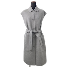 将图像加载到图库查看器中，HERMES Long vest Size 36 Gray4H0101DA Cashmere100%

