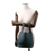 将图像加载到图库查看器中，HERMES Picotin Lock Casaque2 Blue Nuit/Vert Cypress/Black Taurillon Clemence Size MM

