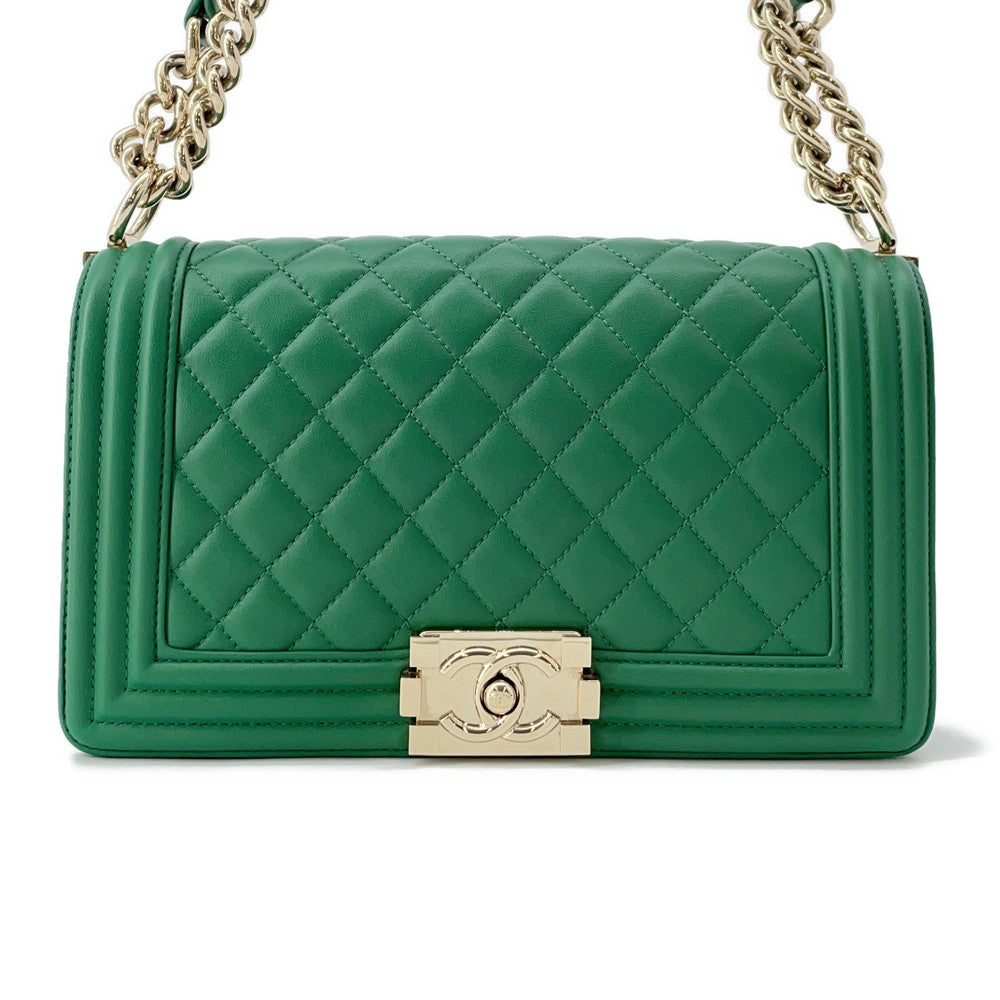 CHANEL Boy Chanel GreenA67086 Lambskin Size 25