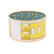 Load image into Gallery viewer, HERMES Email Bangle Size TGM Yellow/Light Blue/Gold Metal Cloisonne
