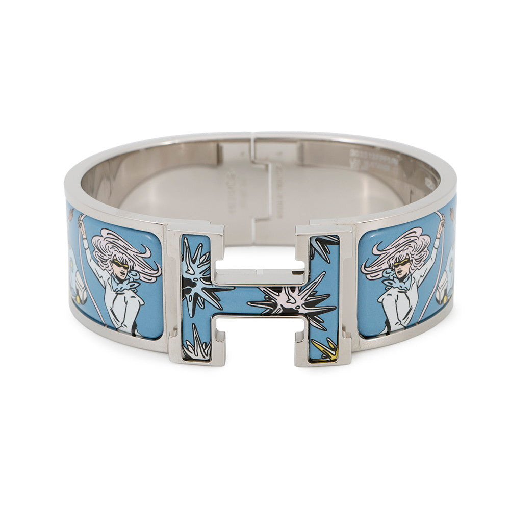 HERMES Clic Clac H Size PM Ecume/Silver Metal Enamel
