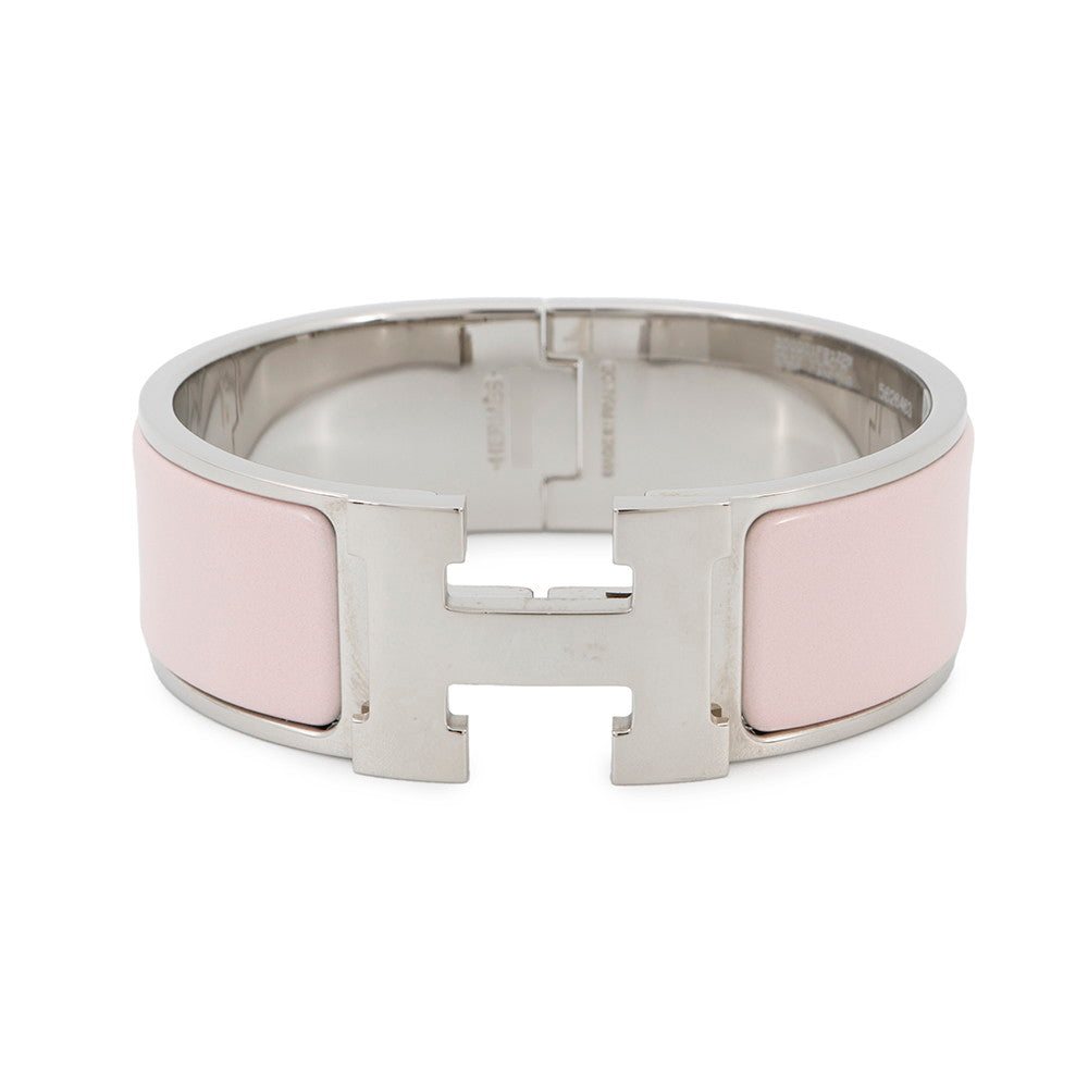 HERMES Clic Clac H Size PM Rose Candor/Silver Metal Enamel