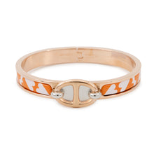 将图像加载到图库查看器中，HERMES Mini Clic Chaine d&#39;Ancre Bracelet Size PM Orange/Gold Metal Enamel
