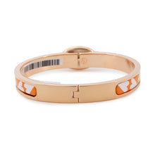 将图像加载到图库查看器中，HERMES Mini Clic Chaine d&#39;Ancre Bracelet Size PM Orange/Gold Metal Enamel
