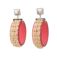 Load image into Gallery viewer, HERMES Medor Picnic Earrings Size GM Pink/Natural Swift Leather Willow

