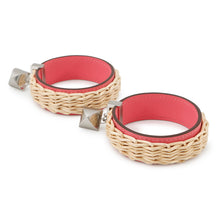 将图像加载到图库查看器中，HERMES Medor Picnic Earrings Size GM Pink/Natural Swift Leather Willow
