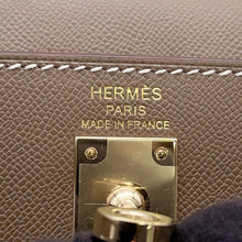 将图像加载到图库查看器中，HERMES Kelly Sellier Verso Etoupe/Bamboo Vomadam Size 25
