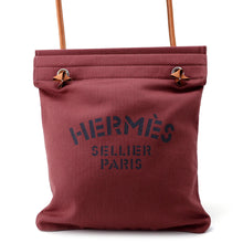 将图像加载到图库查看器中，HERMES Sack Aline Rouge H/Gold Toile Chevrons Barenia Leather Size MM

