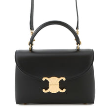 Load image into Gallery viewer, CELINE Teen Nino 2-Way Handbag Black118113GG2.38NO Smooth Satined Calf Leather
