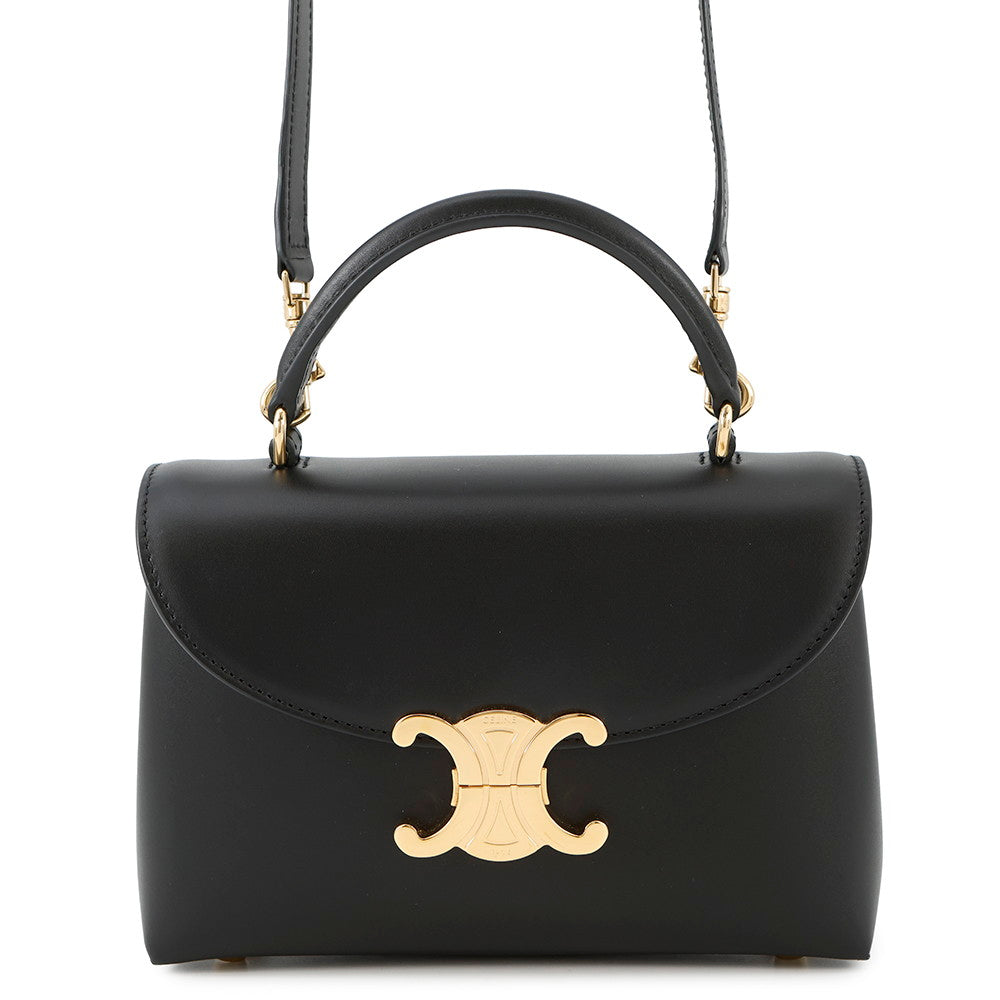 CELINE Teen Nino 2-Way Handbag Black118113GG2.38NO Smooth Satined Calf Leather