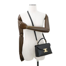 Load image into Gallery viewer, CELINE Teen Nino 2-Way Handbag Black118113GG2.38NO Smooth Satined Calf Leather

