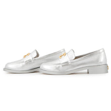 Load image into Gallery viewer, CHANEL CC logo loafers SilverG45663 Leather Size 37C
