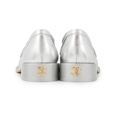 Load image into Gallery viewer, CHANEL CC logo loafers SilverG45663 Leather Size 37C
