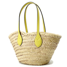 将图像加载到图库查看器中，GUCCI Logo Basket Bag Yellow/Natural782381 Straw Leather
