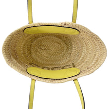 将图像加载到图库查看器中，GUCCI Logo Basket Bag Yellow/Natural782381 Straw Leather
