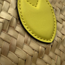 将图像加载到图库查看器中，GUCCI Logo Basket Bag Yellow/Natural782381 Straw Leather
