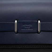 将图像加载到图库查看器中，HERMES Herbag zip Blue Indigo/Black Vache Hunter Leather Toile Military Size Mini
