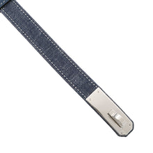 将图像加载到图库查看器中，HERMES Belt Kelly Jean 18 Blue Indigo/White/Blue Navy Denim Epsom
