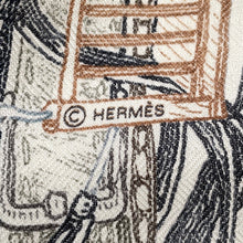 将图像加载到图库查看器中，HERMES The World of HERMES LE MONDE D&#39;HERMES Size 140 Blanc/Ardoise/Etoupe Cashmere70% Silk30%
