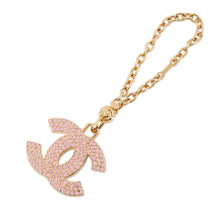 将图像加载到图库查看器中，CHANEL CC Logo Key Ring Gold/Pink Gold Plated Rhinestone
