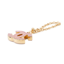 将图像加载到图库查看器中，CHANEL CC Logo Key Ring Gold/Pink Gold Plated Rhinestone
