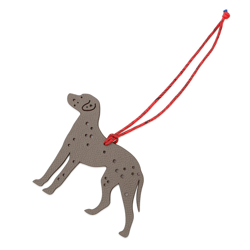 HERMES Petit H Dalmatien Gris Mouette/Rouge Casaque Epsom Togo Leather Silk