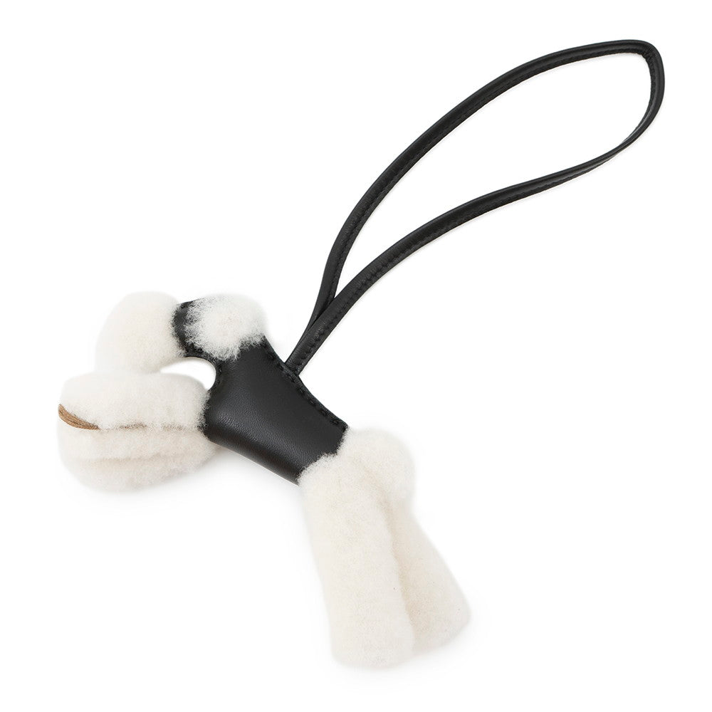 HERMES Buddy Bag Charm Black Lambskin Mouton