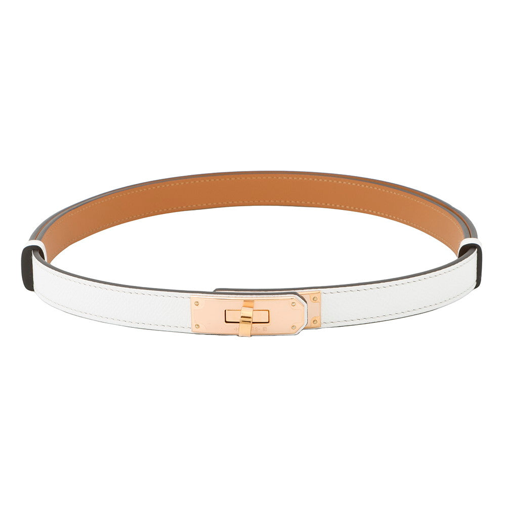 HERMES Kelly Belt18 New White Epsom