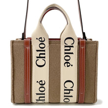 将图像加载到图库查看器中，Chloe Woody 2WAY Tote Bag BrownCHC22SS397G64001 Felt Leather Size Small
