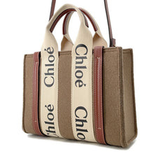 将图像加载到图库查看器中，Chloe Woody 2WAY Tote Bag BrownCHC22SS397G64001 Felt Leather Size Small
