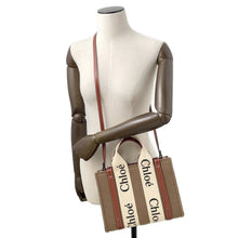 将图像加载到图库查看器中，Chloe Woody 2WAY Tote Bag BrownCHC22SS397G64001 Felt Leather Size Small
