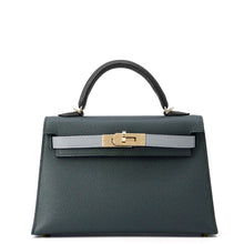 将图像加载到图库查看器中，HERMES Mini Kelly 2 Tricolor Vert Mangrove/Green Pantan/Black Epsom
