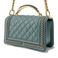 将图像加载到图库查看器中，CHANEL Boy Chanel Blue GreenA94805 Lambskin Size 20
