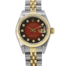 将图像加载到图库查看器中，ROLEX Datejust W26mm Stainless Steel K18YG CherryGradation Dial69173G
