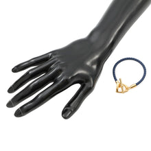 将图像加载到图库查看器中，HERMES Etrier Bracelet Navy Swift Leather Metal
