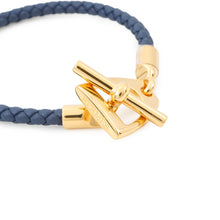 将图像加载到图库查看器中，HERMES Etrier Bracelet Navy Swift Leather Metal
