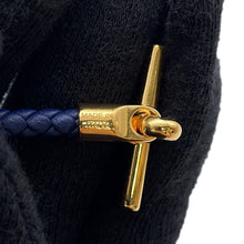 将图像加载到图库查看器中，HERMES Etrier Bracelet Navy Swift Leather Metal
