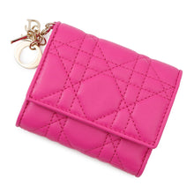 将图像加载到图库查看器中，Dior Lady Dior Lotus Wallet Cannage Tri-fold Wallet PinkS0181ONMJ Lambskin
