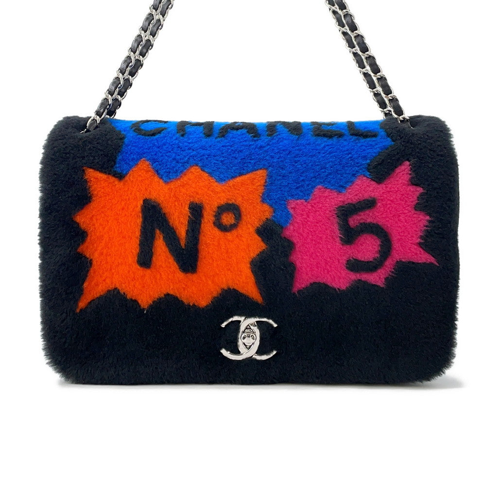 CHANEL No.5 Comic ChainShoulder Bag Black/MulticolorA92592 Mouton Lambskin