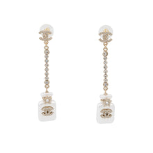 将图像加载到图库查看器中，CHANEL Perfume Bottle Swing Earrings Metal Rhinestone
