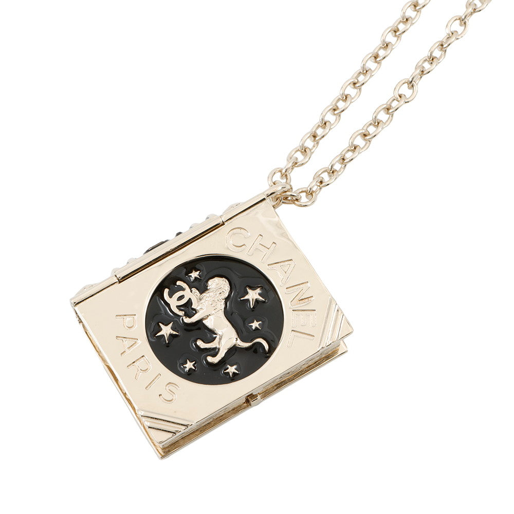 CHANEL CHANEL Book Motif Locket Pendant Long NecklaceAB7521 Metal