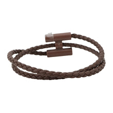 将图像加载到图库查看器中，HERMES Tourni Tresse Bracelet Thor Brown Swift Leather Metal
