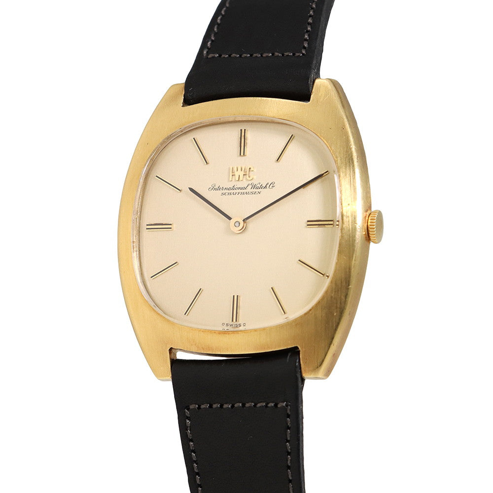 IWC TV screen W35mm K18YG Leather Champagne Dial2570