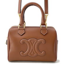 将图像加载到图库查看器中，CELINE Triomphe Boston 2-Way Handbag Tan197583DU3.04LU Leather Size Small
