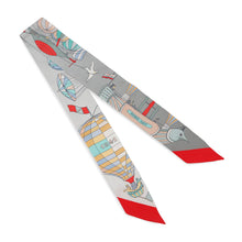 Load image into Gallery viewer, HERMES Twilly LES FOLIES DU CIEL Grena Pearl/Grenadine/Vert061722S Silk100%
