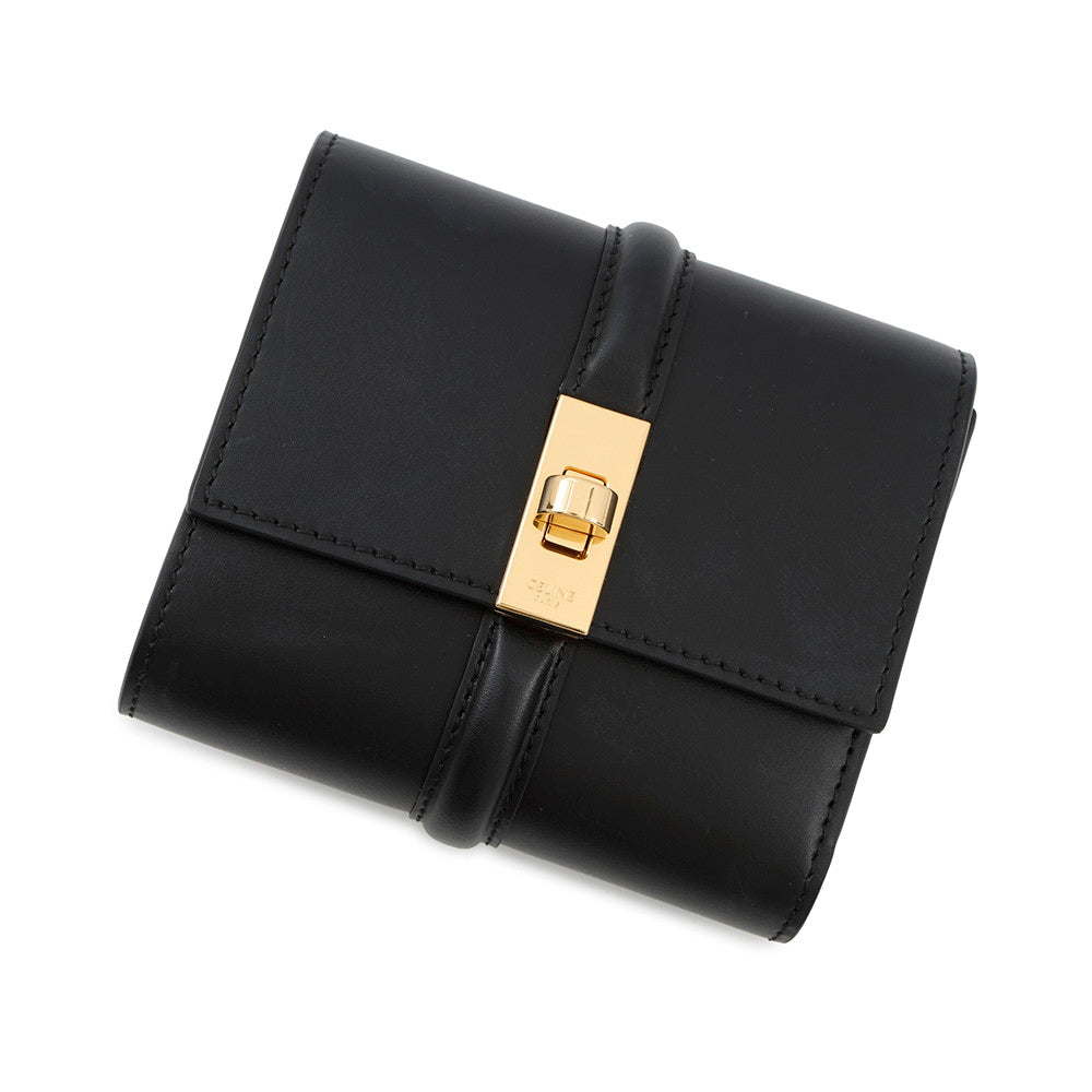 CELINE 16 Sèze Small Trifold Wallet Black10F523CQ7 Calf Leather
