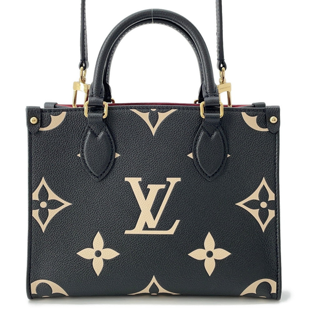 LOUIS VUITTON Onthego Noir/BeigeM45659 Bicolor Monogram Empreinte Leather Size PM