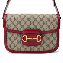 Load image into Gallery viewer, GUCCI 1955 Horsebit GG Supreme Shoulder Bag Beige/Red602204 GG Supreme Leather
